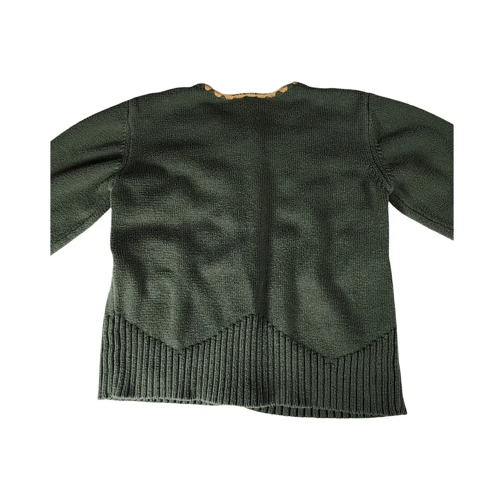 Vintage Gymboree Girls Green Floral Embroidered Cardigan‎ Sweater Size 8 2006